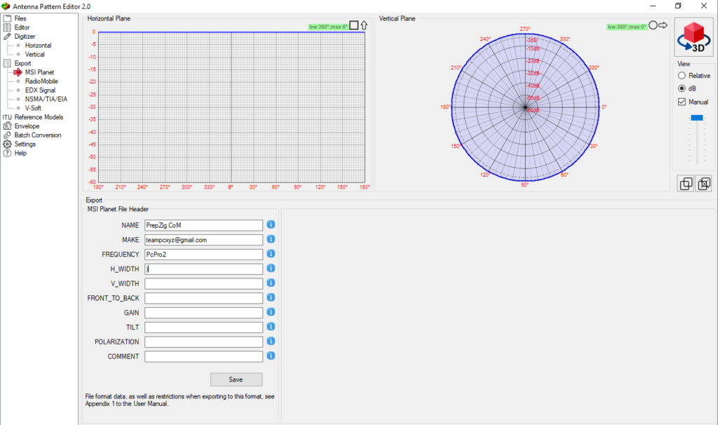 Antenna Pattern Editor